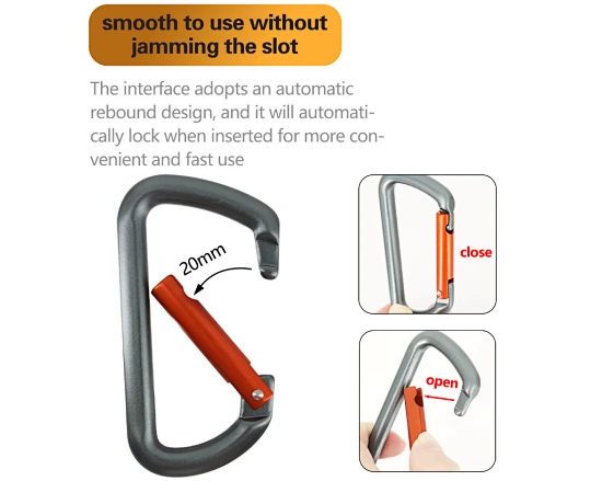 Aluminum carabiner,D carabiner,12kN Carabiner